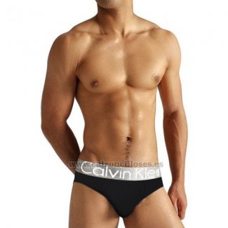 Slip Calvin Klein Hombre Steel Blateado Blanco Negro